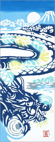 Tenugui - Blue Dragon