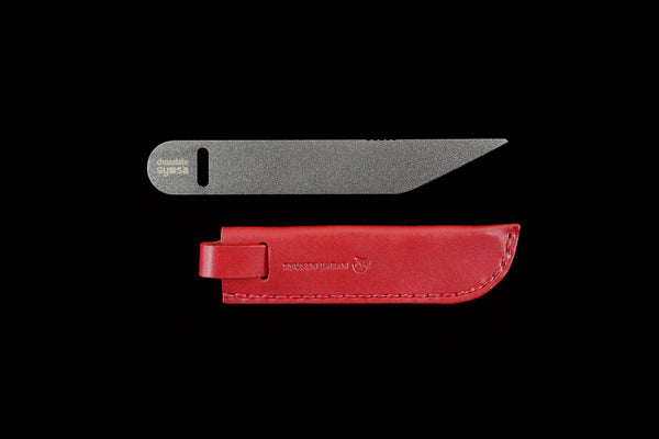 Chocolate Knife Black with Red Leather Case