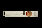 Packaged 210 mm straight plating tweezers in cream packaging displayed against a black background