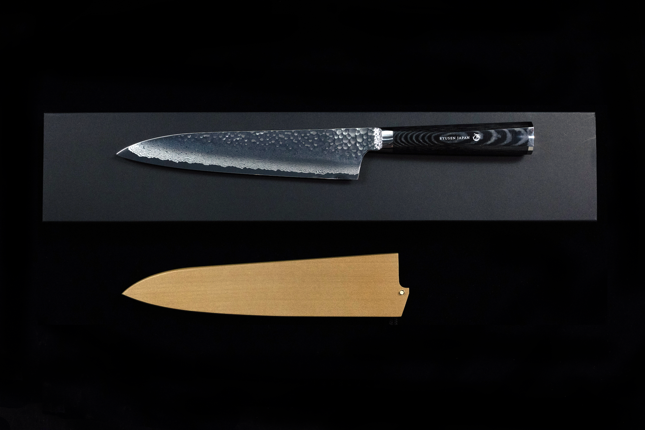 Tanganryu 210mm Hammered Damascus Gyuto (Micarta Handle)
