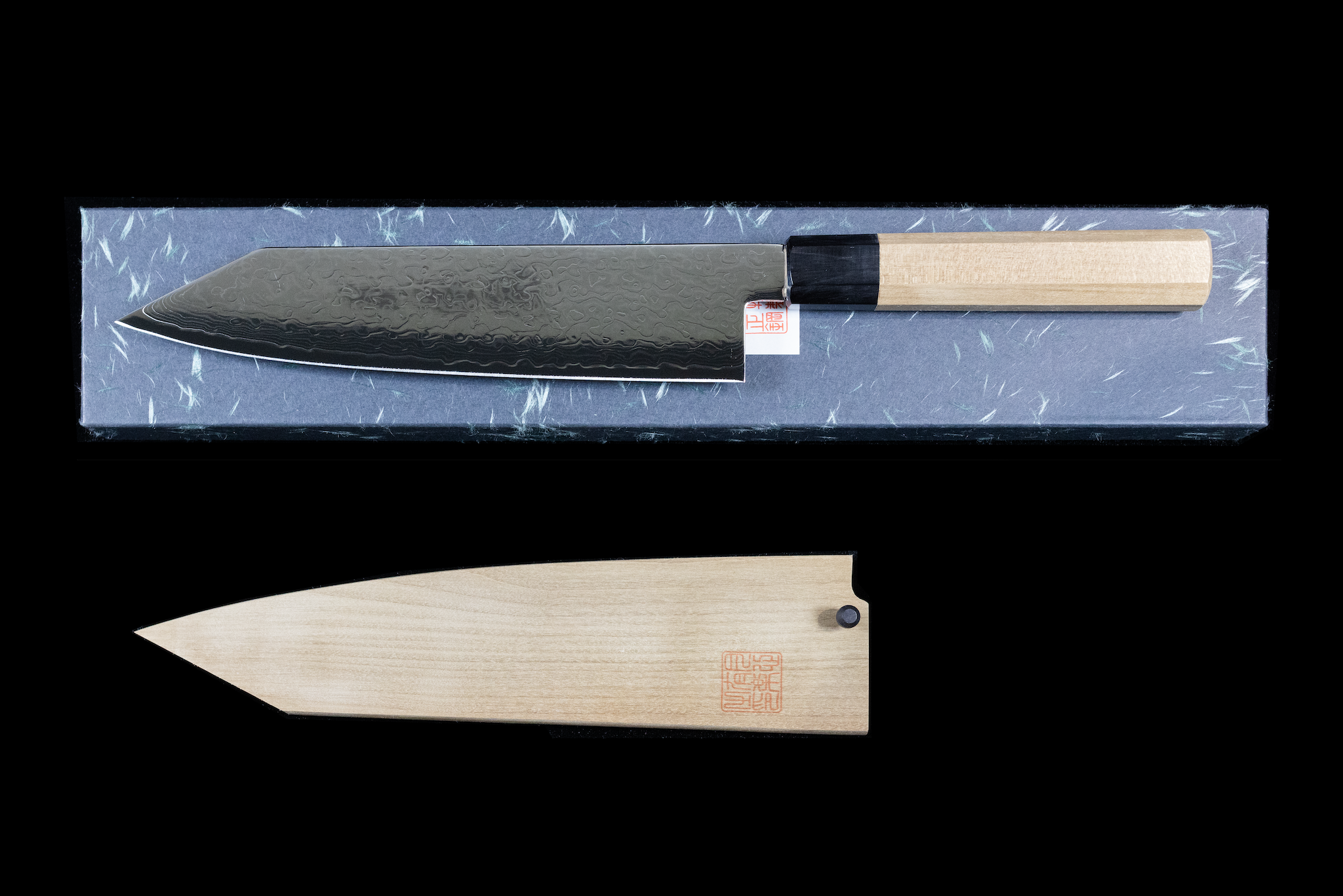 Gesshin Uraku 210mm Ginsanko Damascus Wa-Gyuto