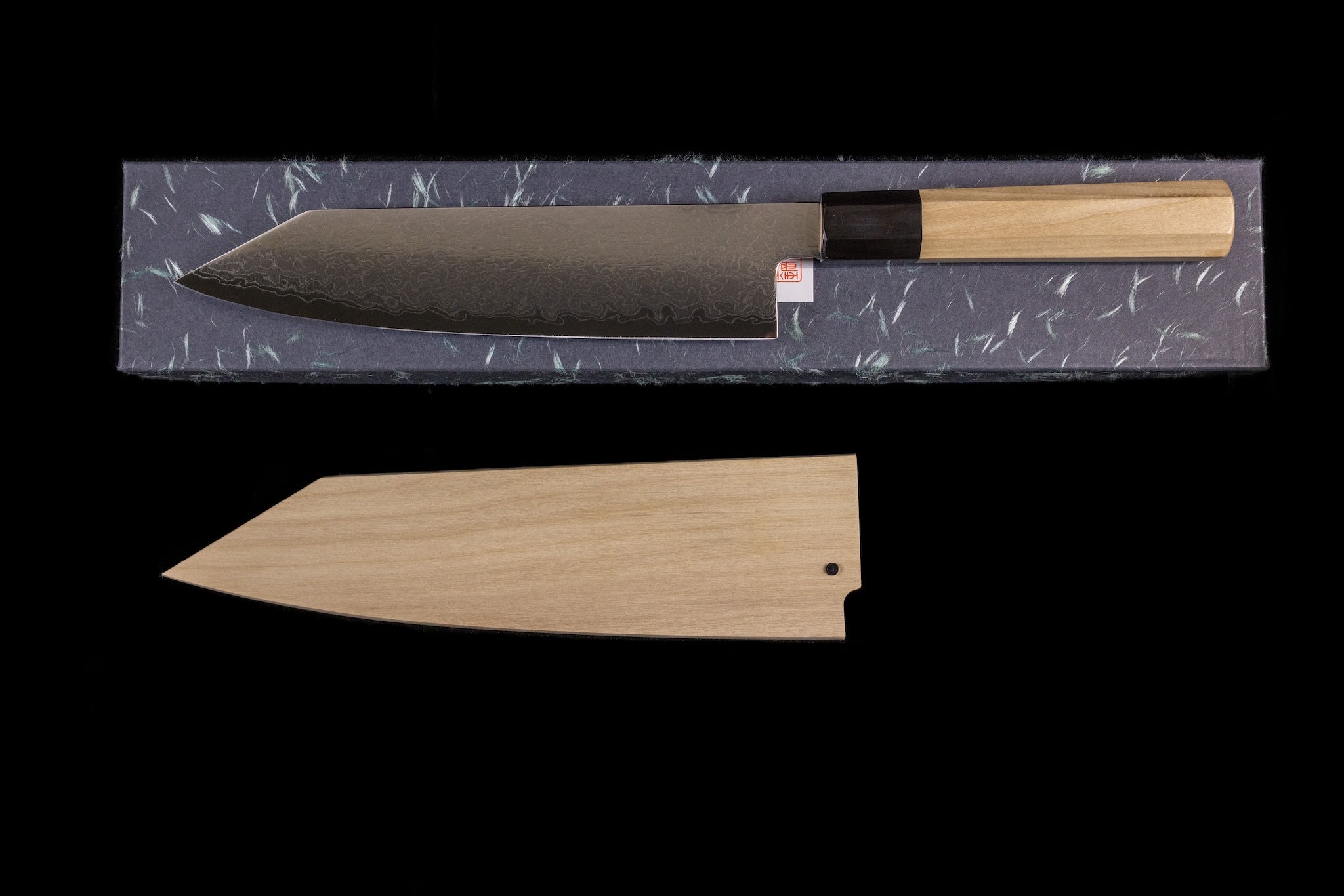 Gesshin Uraku 210mm Ginsanko Damascus Kiritsuke Wa-Gyuto