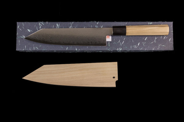 Gesshin Uraku 210mm AUS10 Damascus Kiritsuke Wa-Gyuto