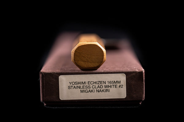 Yoshimi Echizen 165mm Stainless Clad White #2 Migaki Nakiri