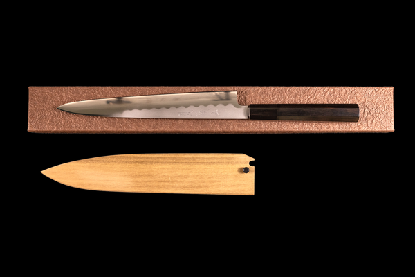 Gesshin Ittetsu 240mm White #2 Honyaki Wa-Sujihiki with Ebony Handle