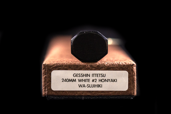 Gesshin Ittetsu 240mm White #2 Honyaki Wa-Sujihiki with Ebony Handle
