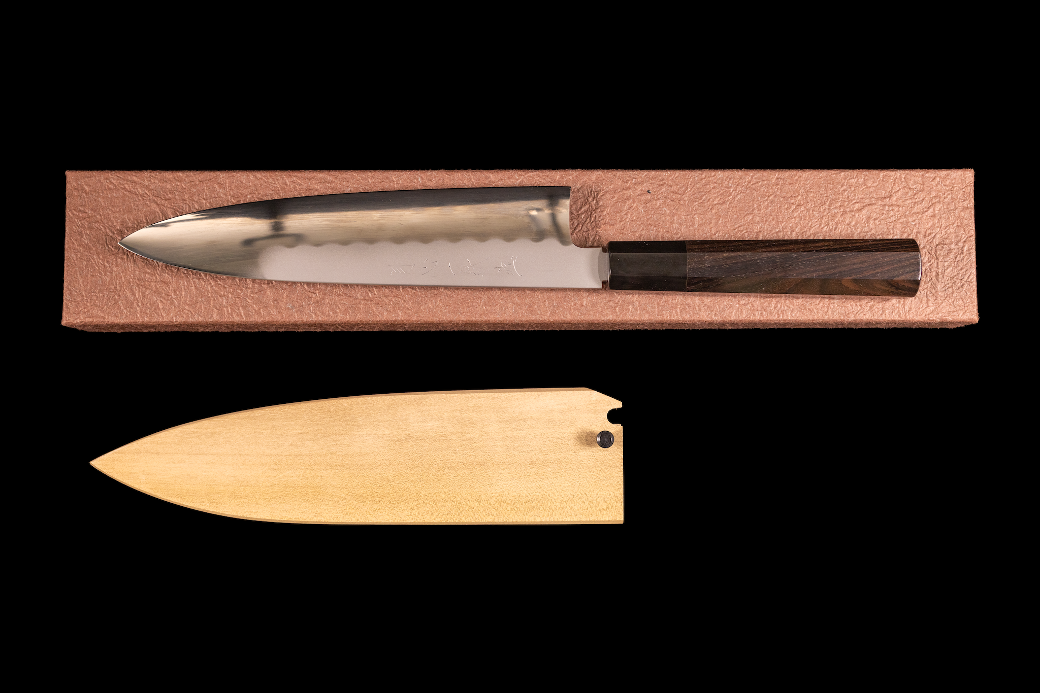 Gesshin Ittetsu 210mm White #2 Honyaki Wa-Gyuto with Ebony Handle