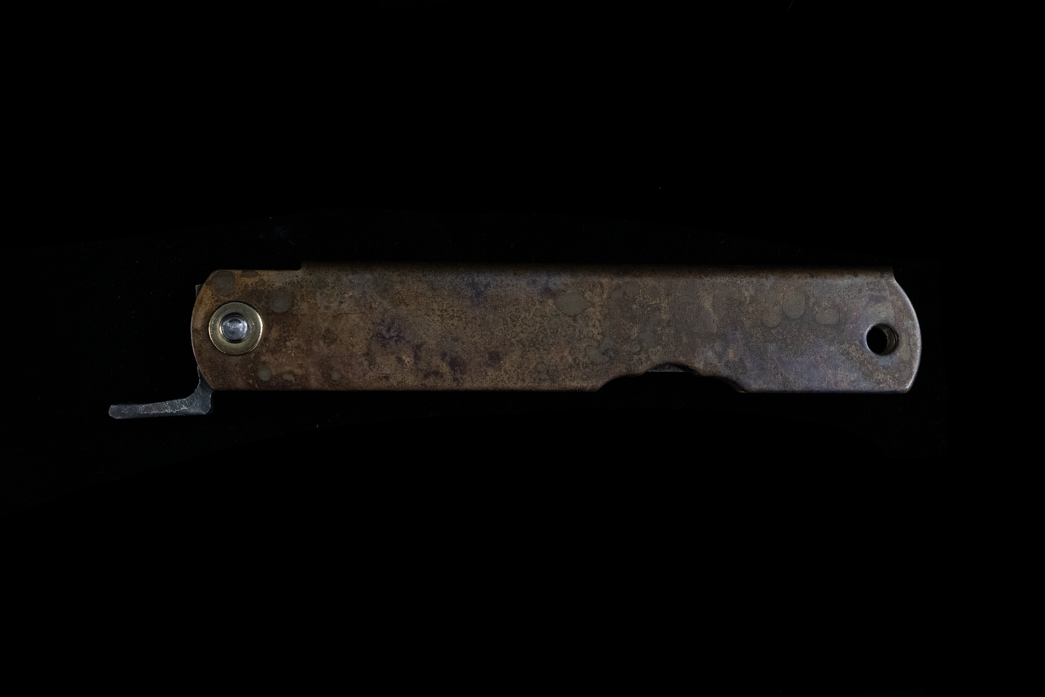 Kurouchi Folding Knife - Copper Patina Handle