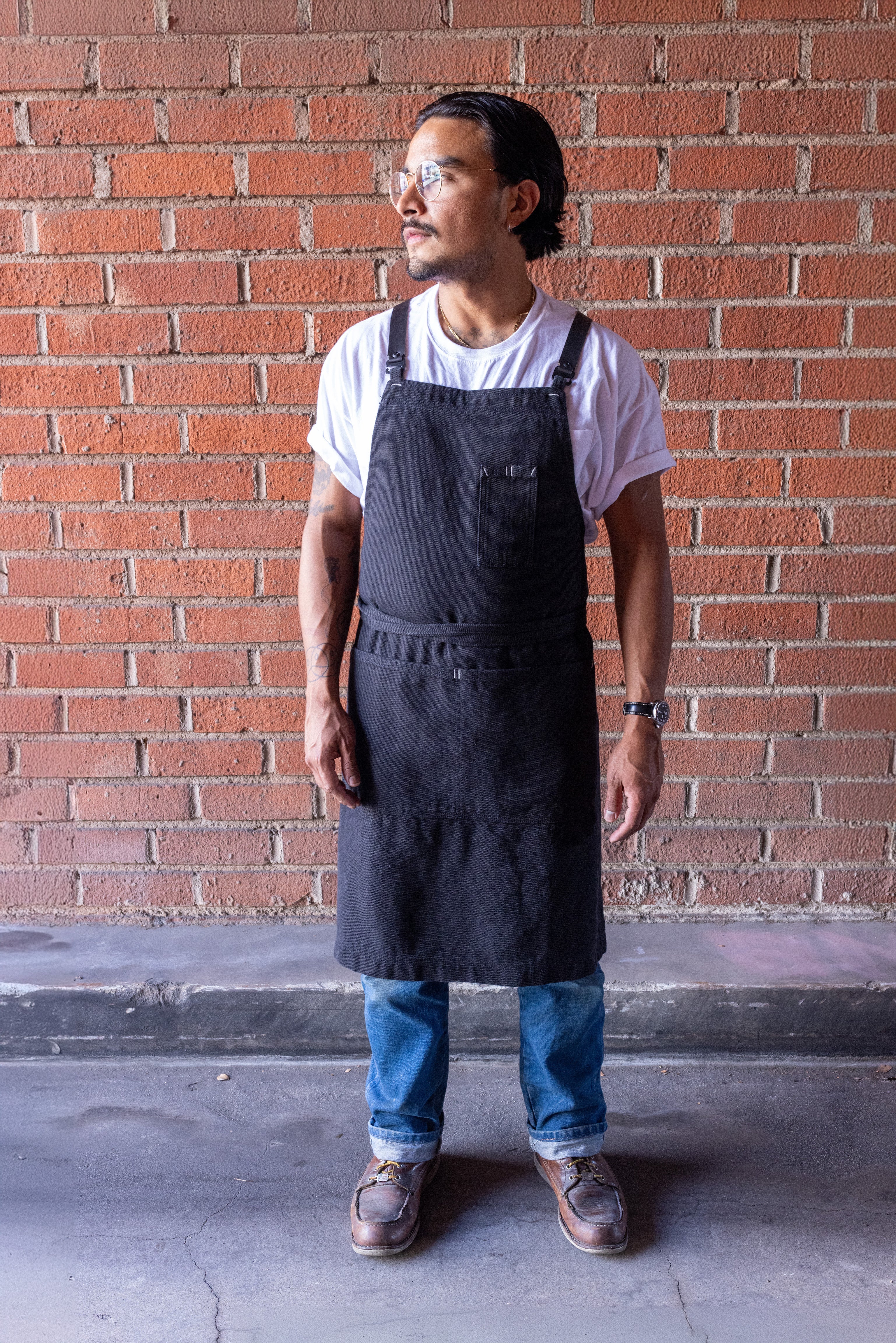 White Bark Workwear Premium Cross-Back Apron - Black