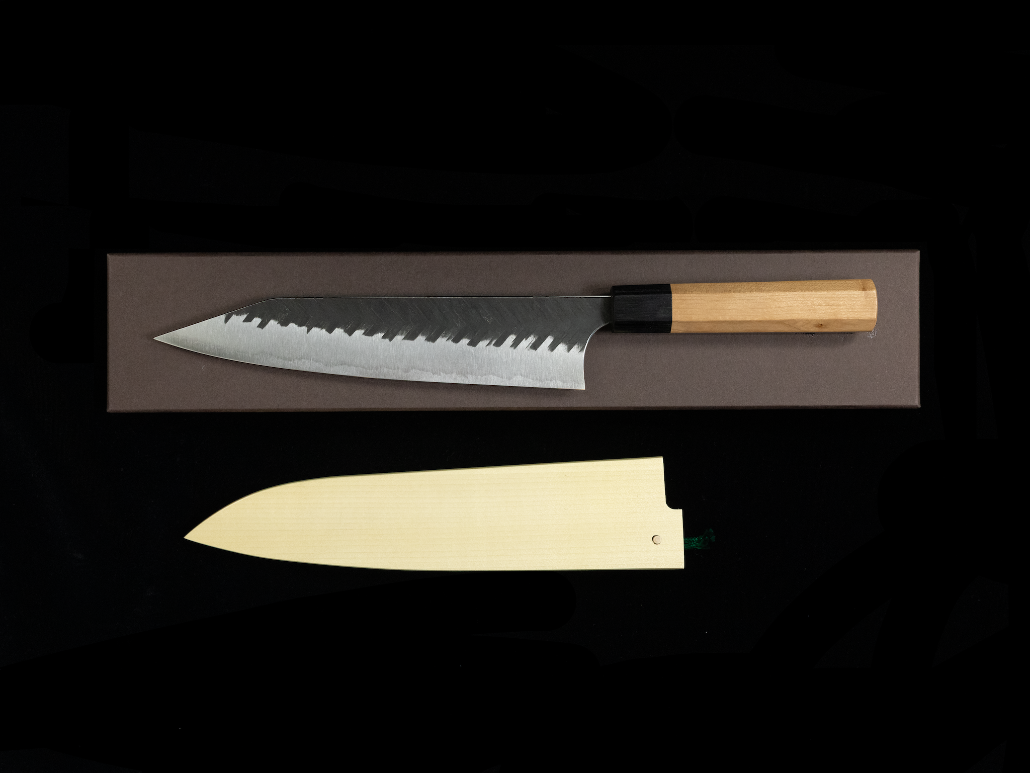 Yoshimi Echizen 210mm Stainless Clad Blue Super V-Hammered Kiritsuke Wa-Gyuto