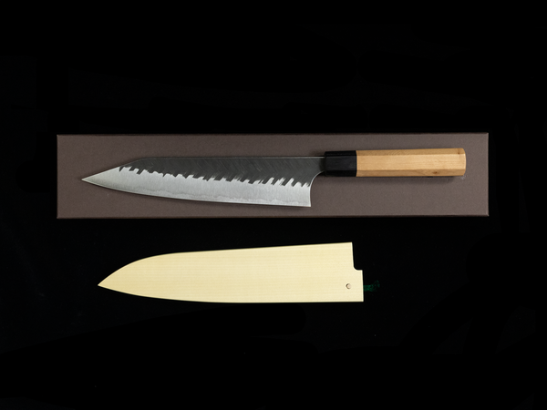 Yoshimi Echizen 210mm Stainless Clad Blue Super V-Hammered Wa-Gyuto