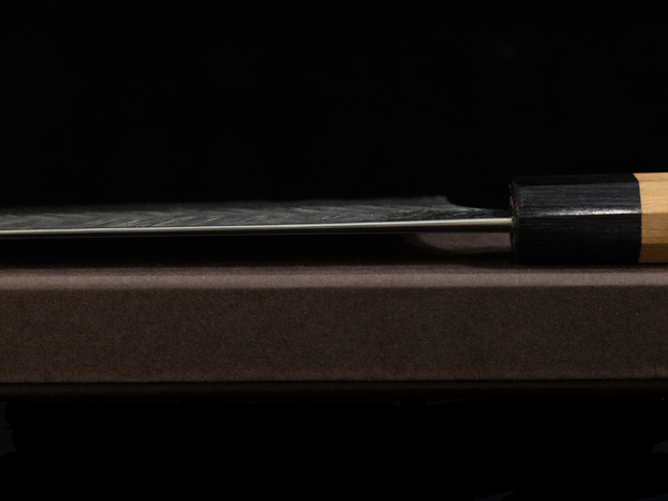 Yoshimi Echizen 210mm Stainless Clad Blue Super V-Hammered Kiritsuke Wa-Gyuto