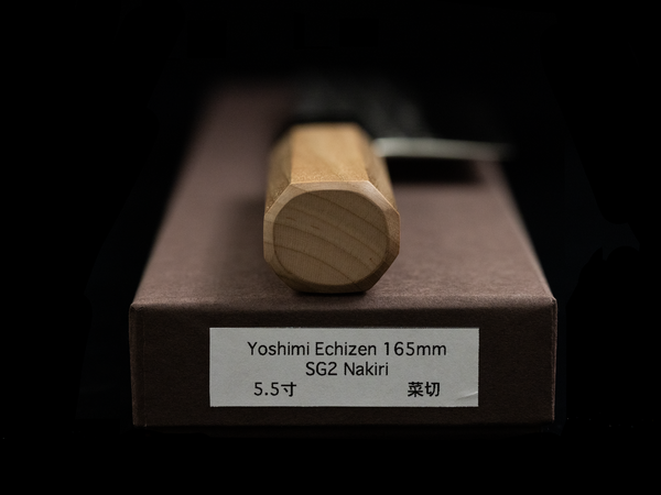 Yoshimi Echizen 165mm Stainless Clad SG2 Migaki Nakiri