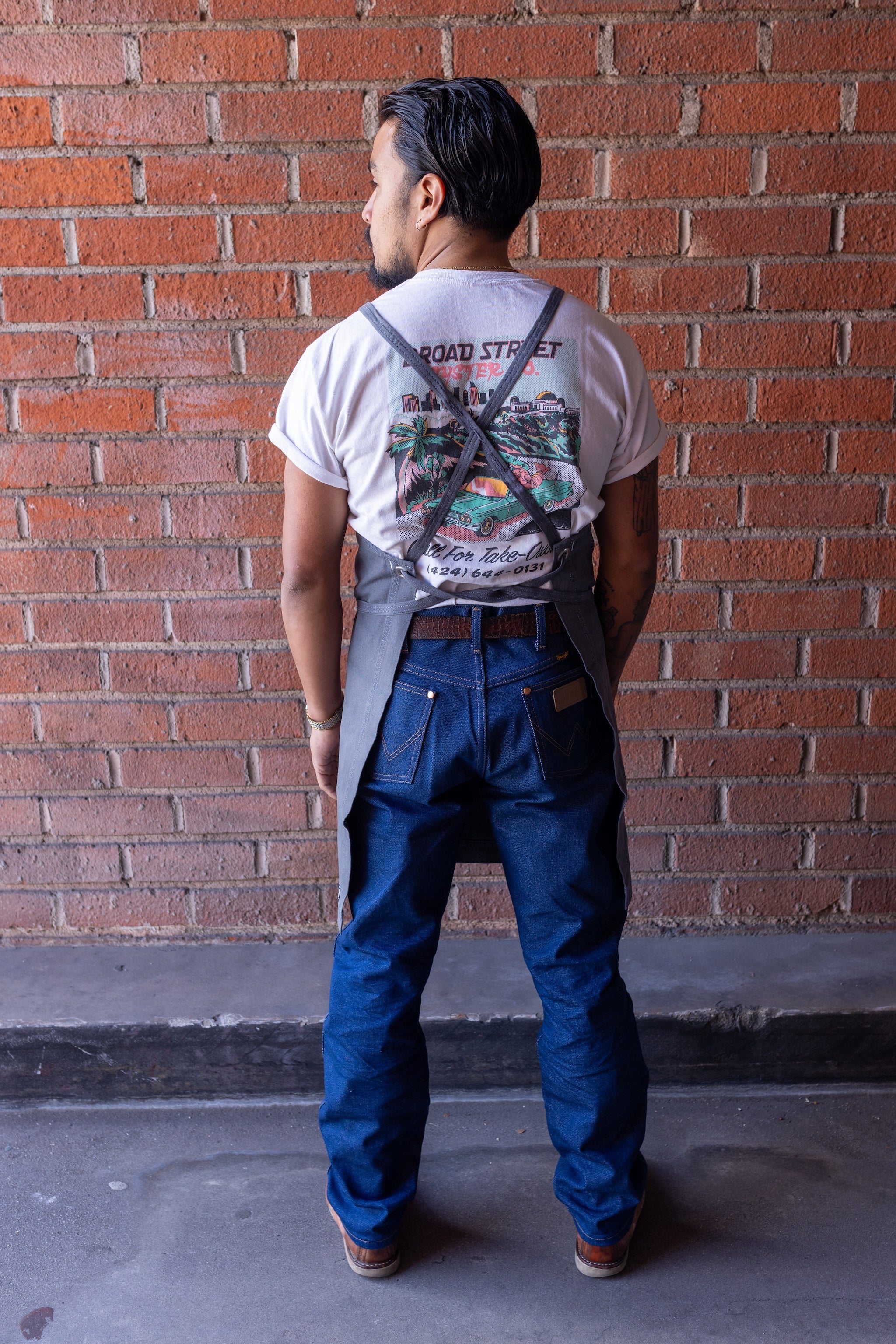 White Bark Workwear Full Cross-Back Apron - Granite