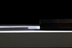 Side view of the spine, ferrule and octagonal handle of the Gesshin Uraku 210mm White #1 Mizu Honyaki Wa-Gyuto