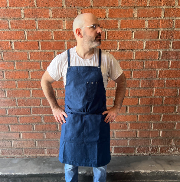 White Bark Workwear Full Cross-Back Apron - Navy