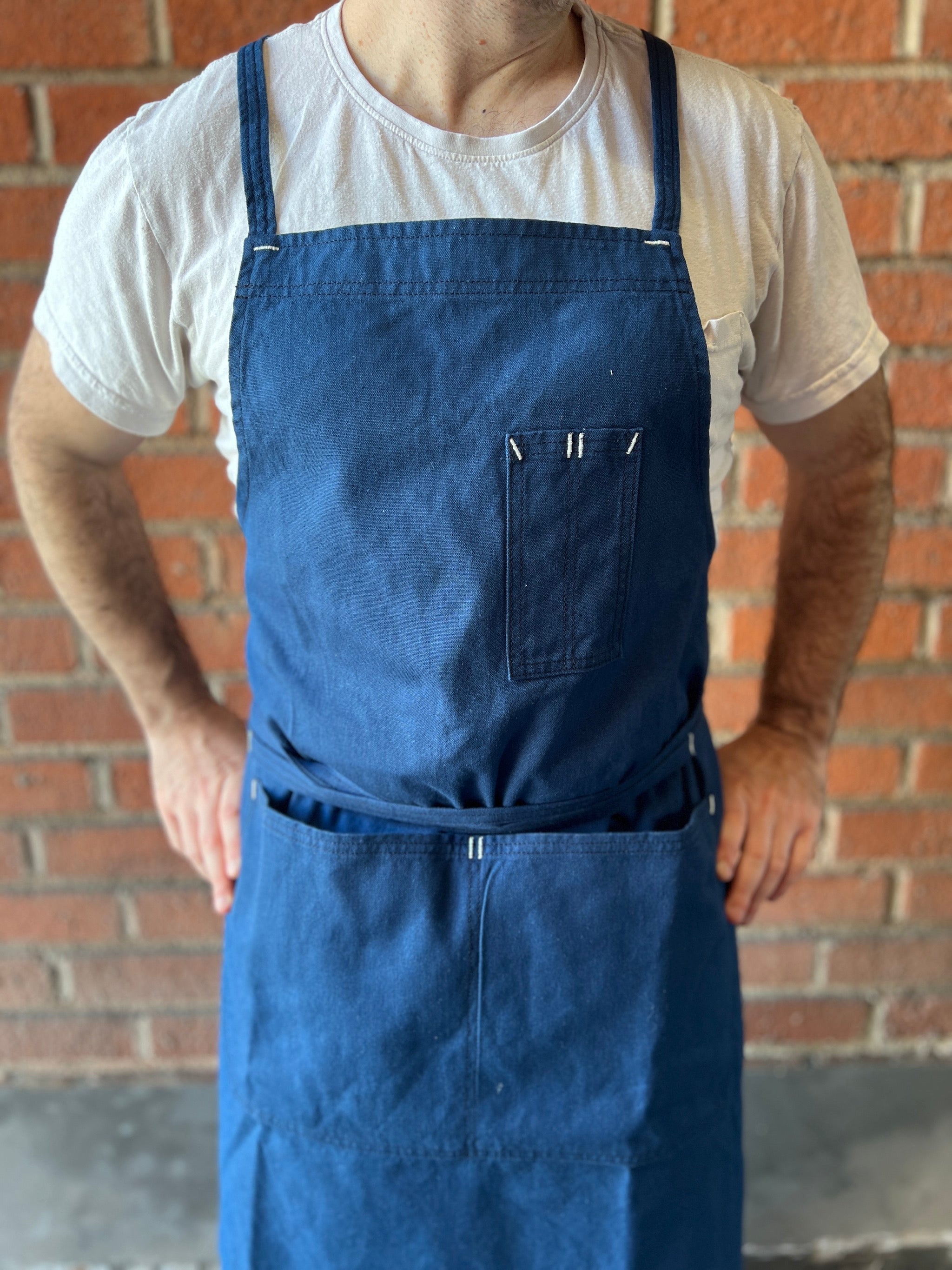 White Bark Workwear Full Cross-Back Apron - Navy