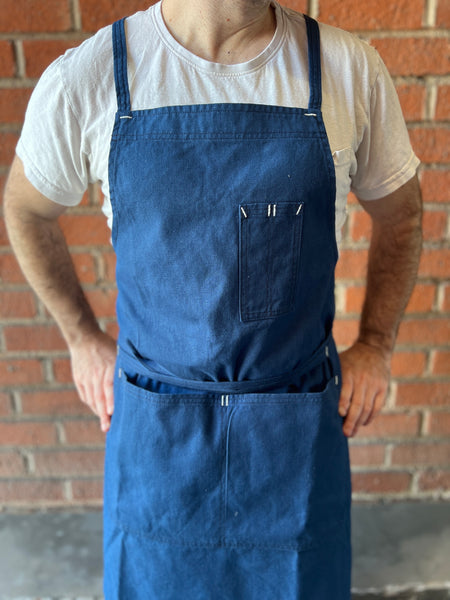 White Bark Workwear Full Cross-Back Apron - Navy