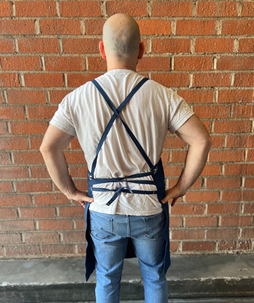White Bark Workwear Full Cross-Back Apron - Navy