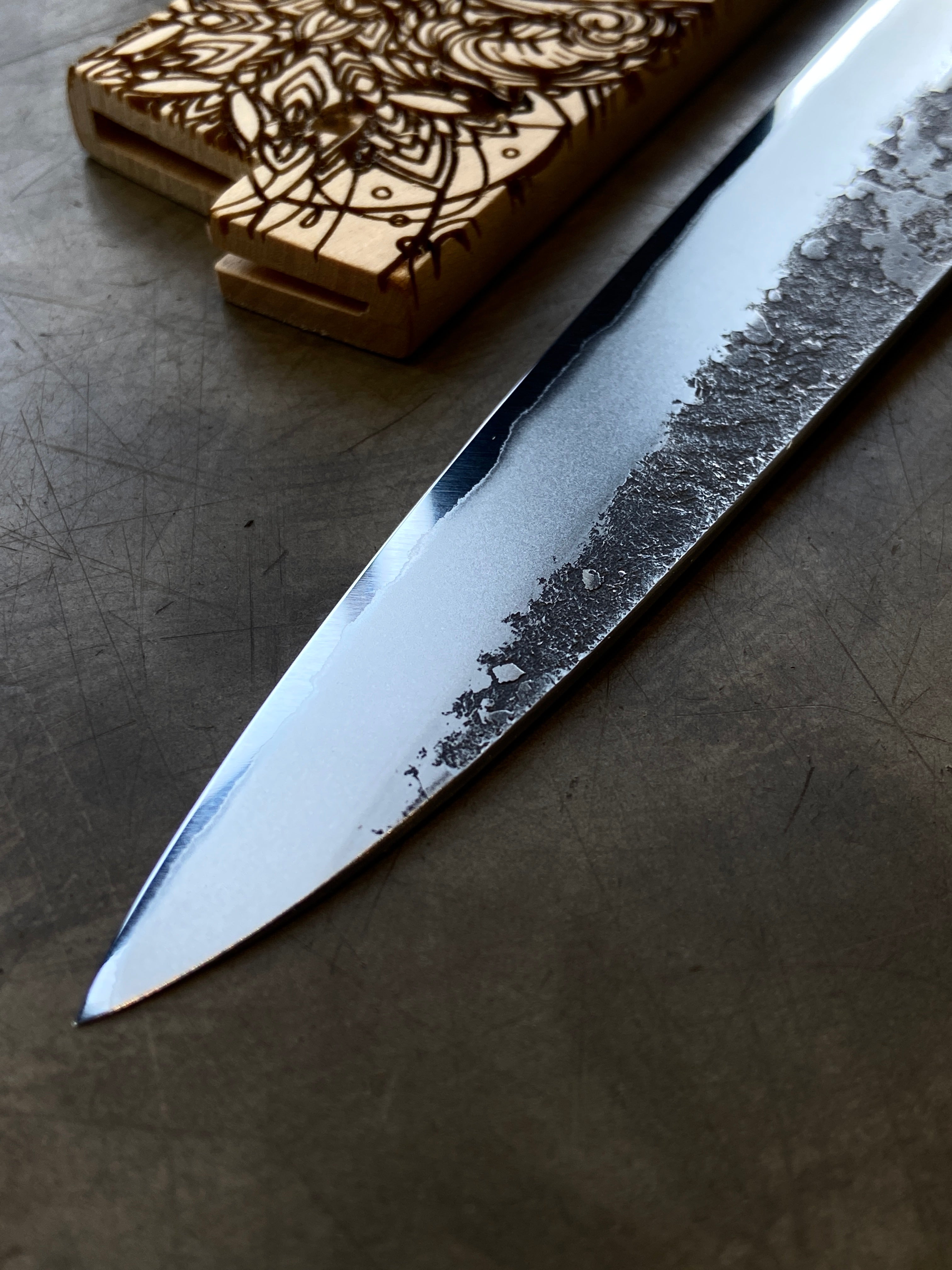 Instagram Special - Kochi 180mm Kurouchi Stainless Clad Carbon Wa-Petty