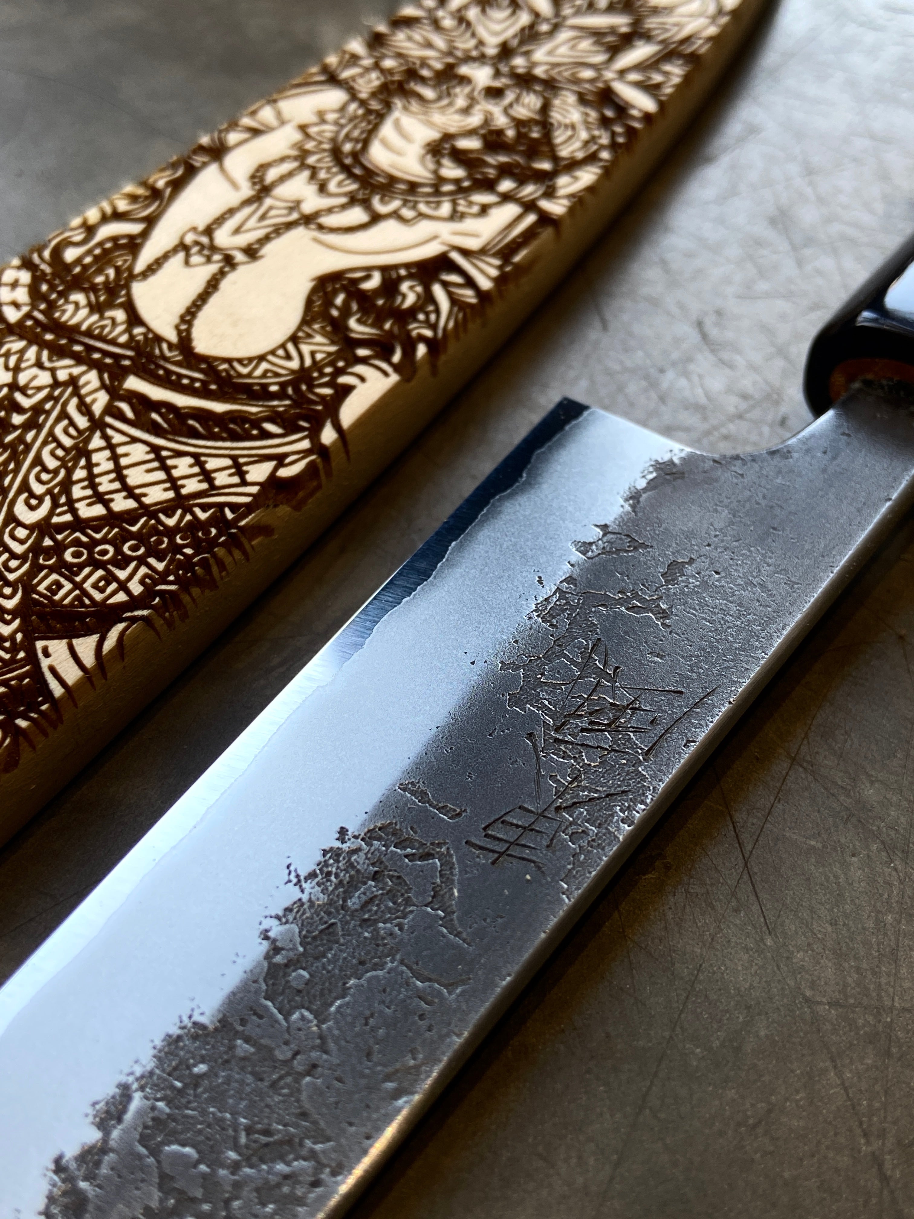 Instagram Special - Kochi 180mm Kurouchi Stainless Clad Carbon Wa-Petty
