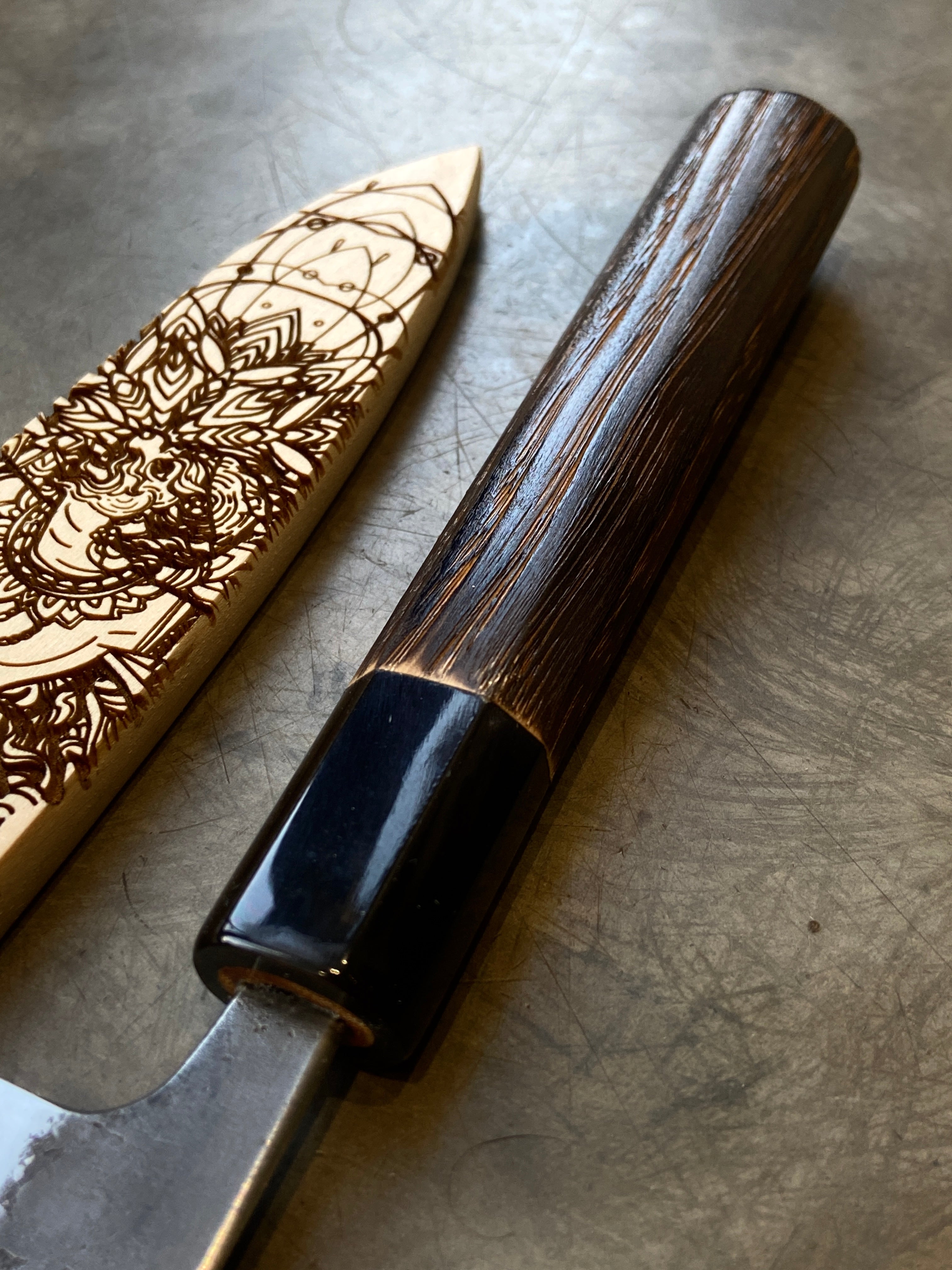 Instagram Special - Kochi 180mm Kurouchi Stainless Clad Carbon Wa-Petty