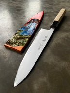 Gesshin Ittetsu 210mm White #2 Hon-Kasumi Wa-Gyuto with Hand-Painted Saya