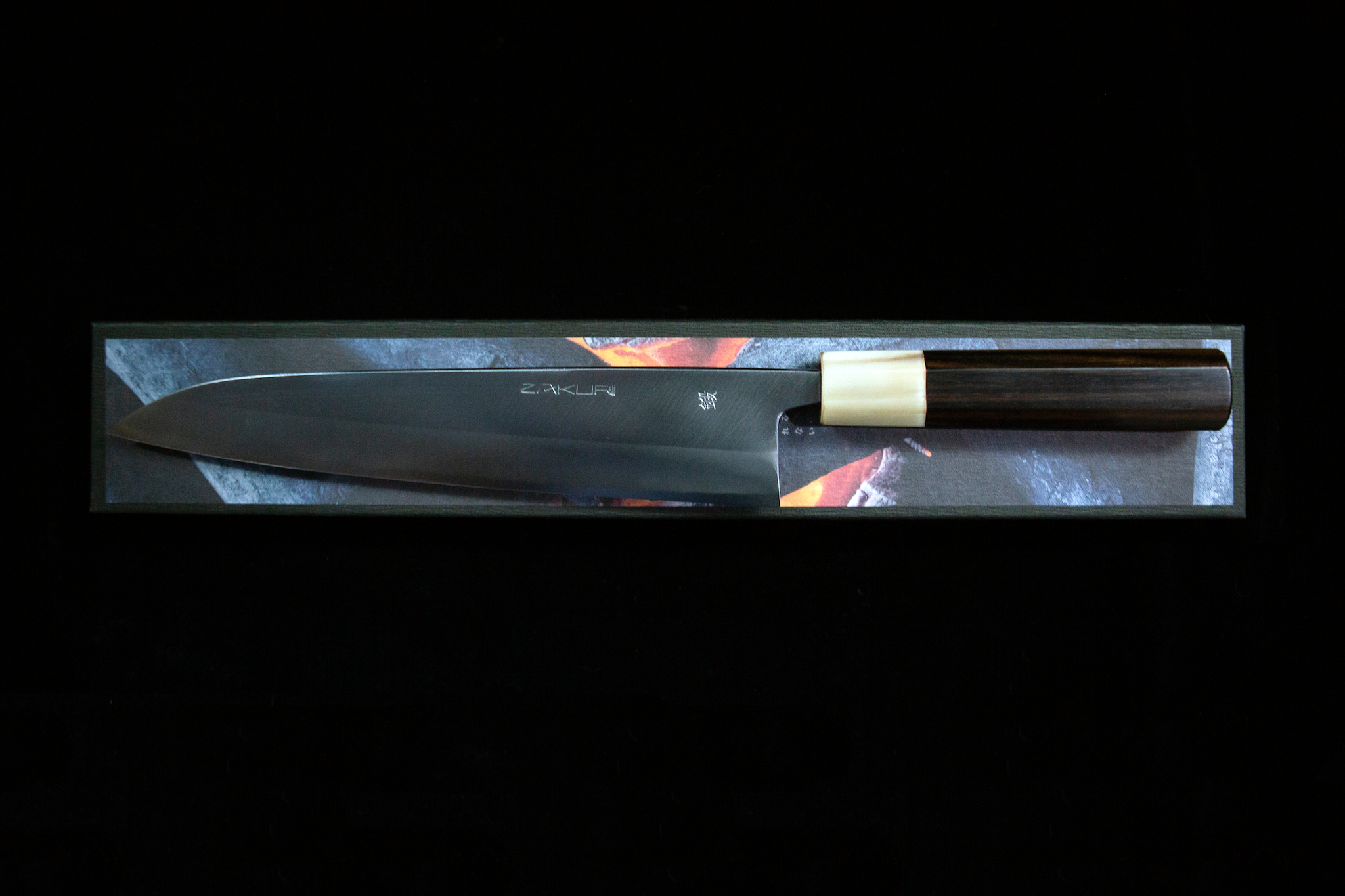 Zakuri 240mm Blue Super Migaki Wa-Gyuto (Ebony Handle)
