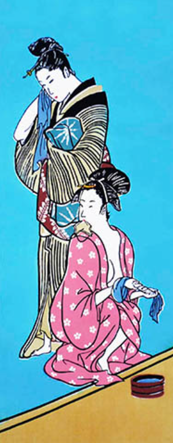 Tenugui - Kitagawa Utamaro: Beautiful Women in the Bath
