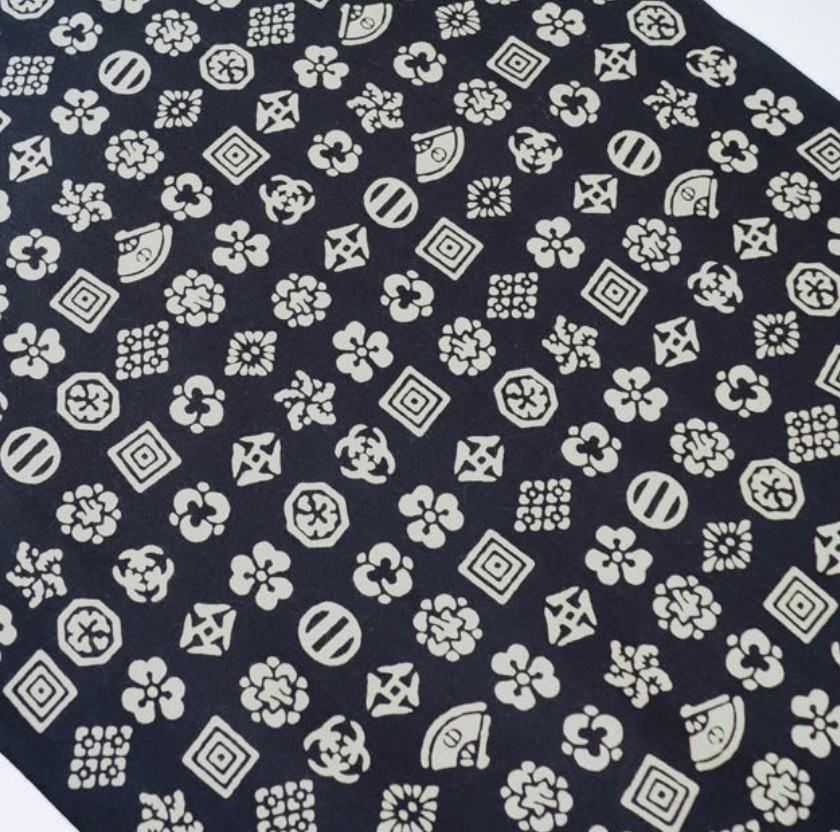 Tenugui - Kabuki Pattern (Black)