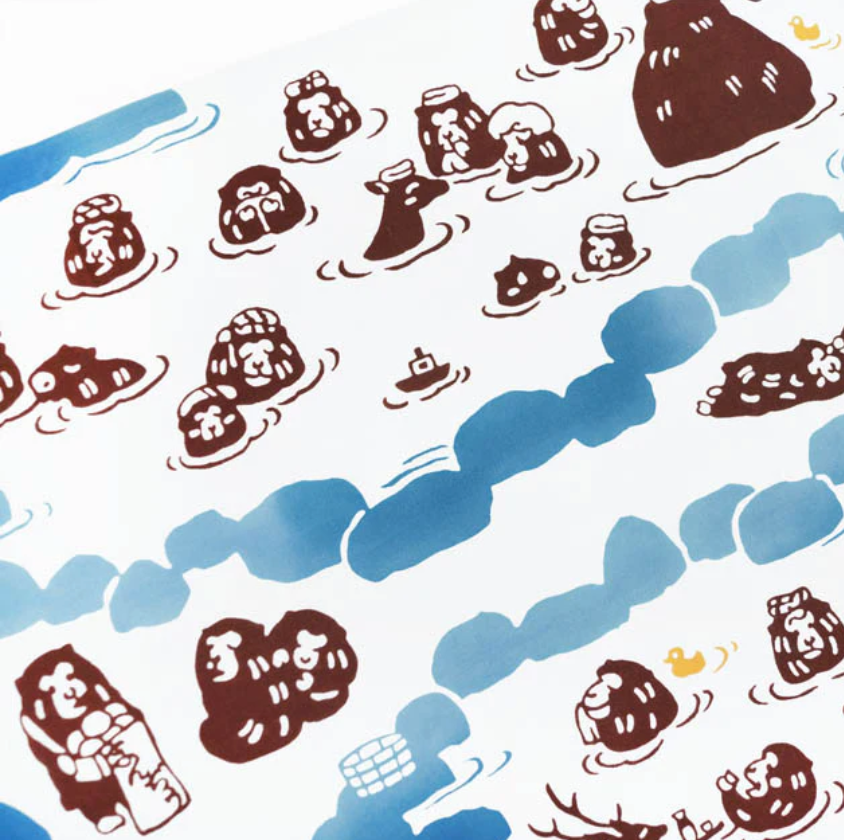 Tenugui - Meito Saru no Yu Onsen (Famous Hot Spring - Monkey's Hot Spring)