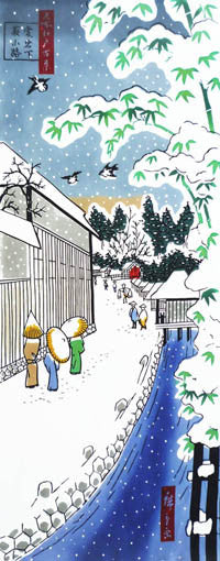 Tenugui - Meisho Edo Hyakkei: Atago Shitayabu Shoji
