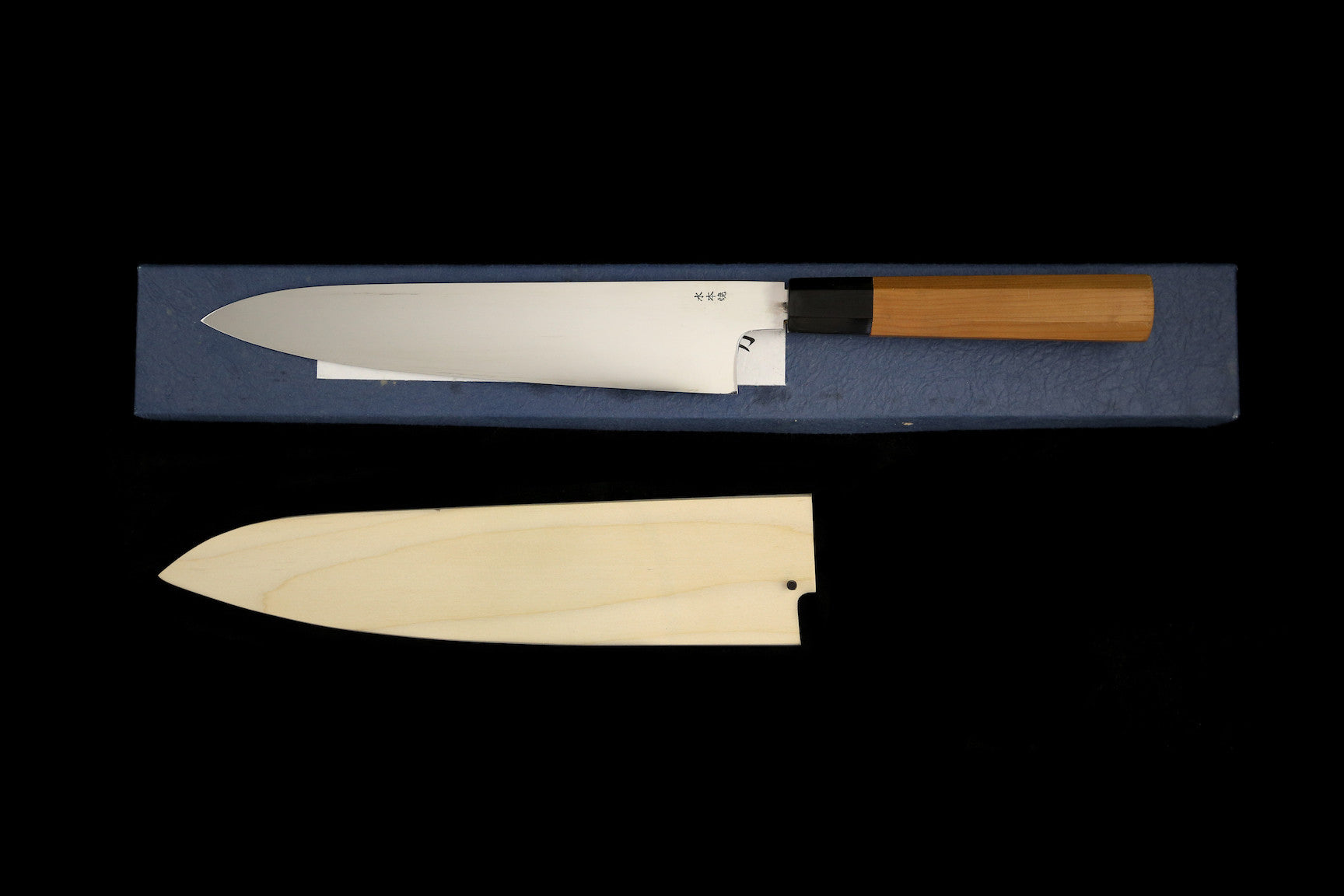 Gesshin Hide 240mm White #2 Mizu-Honyaki Wa-Gyuto in Ichii