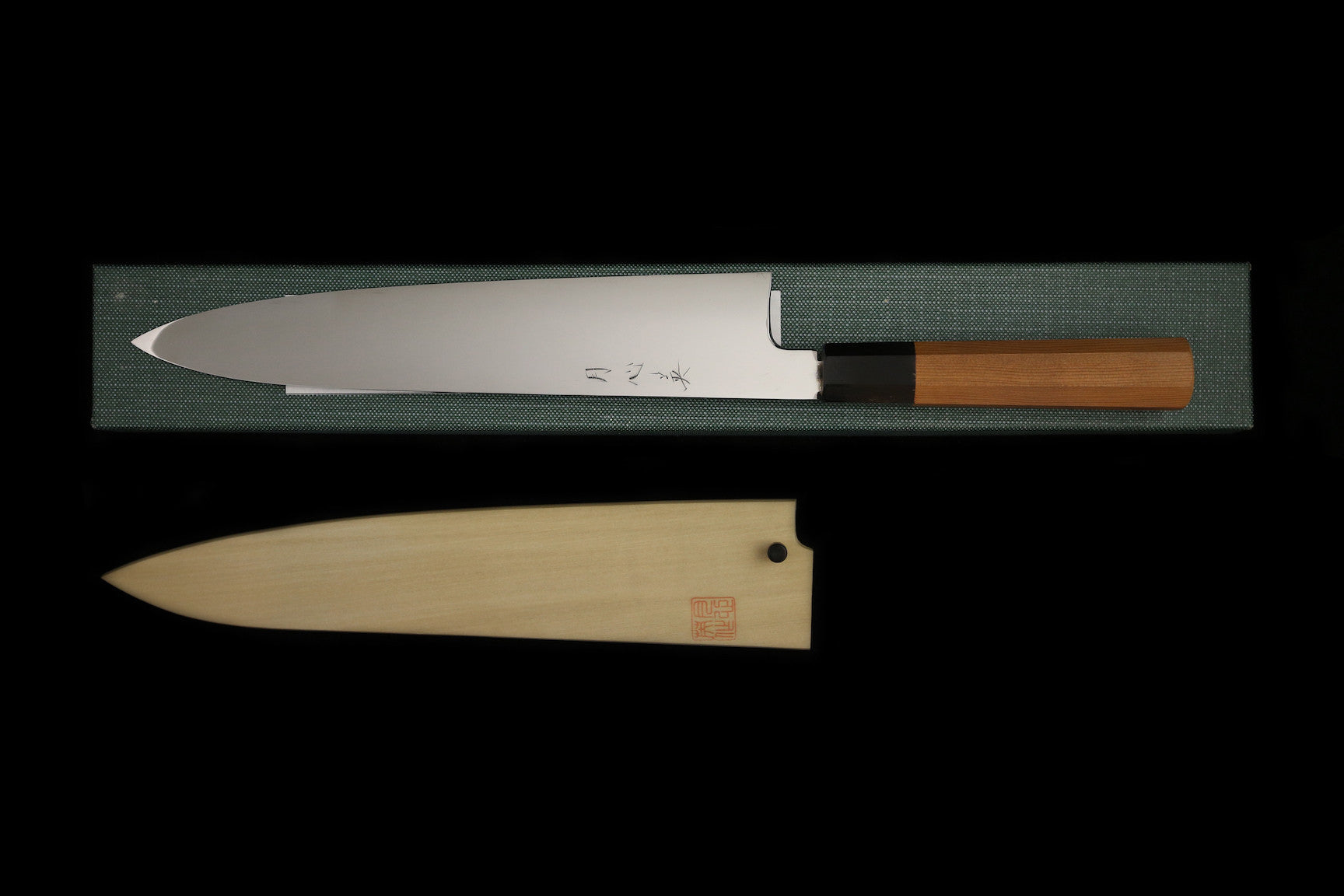 Gesshin Hide 270mm White #2 Mizu-Honyaki Wa-Gyuto in Ichii