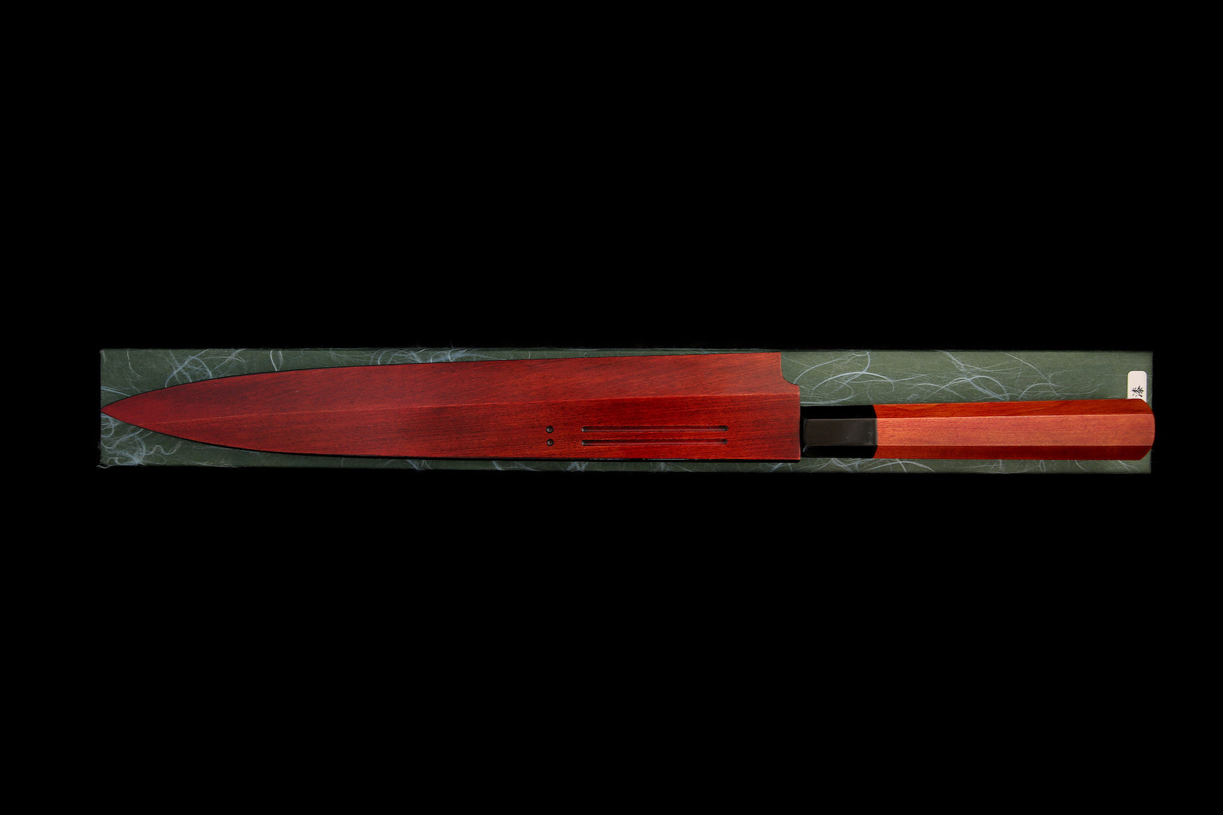Gesshin Uraku 270mm White #2 Yanagiba with Red Lacquerware Handle and Saya