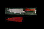 Gesshin Uraku 180mm White #2 Deba with Red Lacquerware Handle and Saya