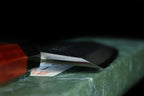 Gesshin Uraku 180mm White #2 Deba with Red Lacquerware Handle and Saya