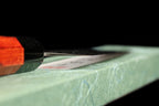 Gesshin Uraku 210mm Stainless Wa-Gyuto with Red Lacquerware Handle and Saya