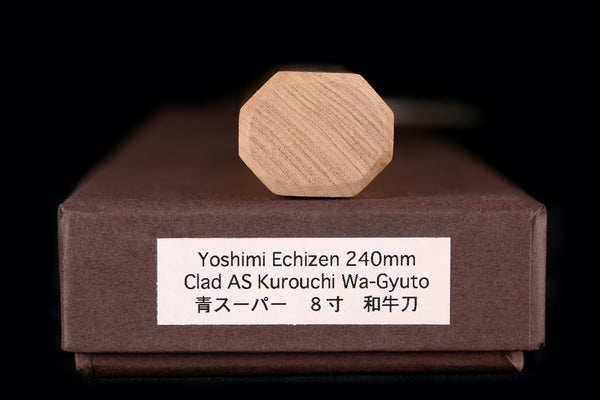 Yoshimi Echizen 240mm Stainless Clad Blue Super Kurouchi Wa-Gyuto