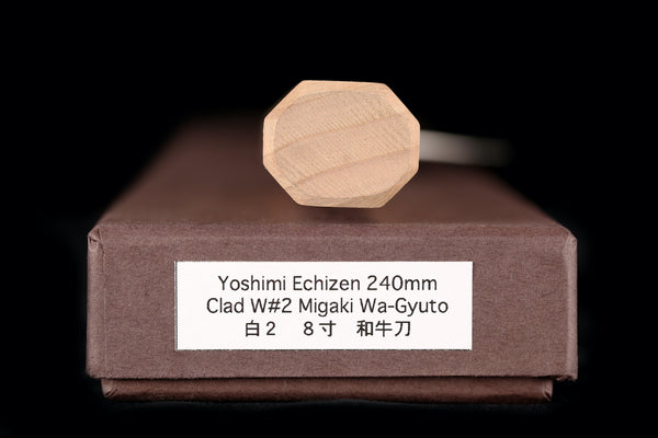Yoshimi Echizen 240mm Stainless Clad White #2 Migaki Wa-Gyuto