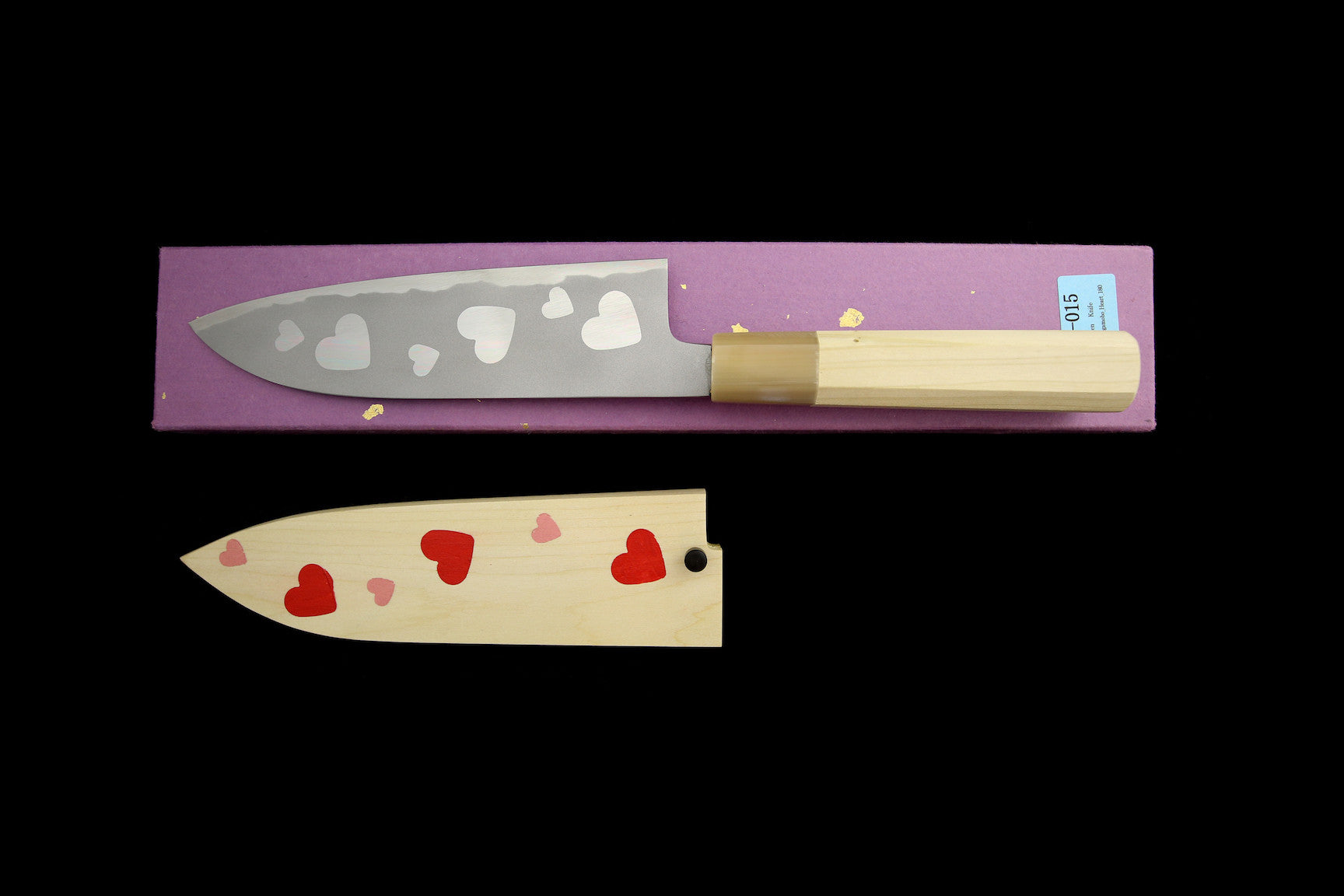 Gesshin Hide 180mm White #2 Hon-Kasumi Santoku (Heart)