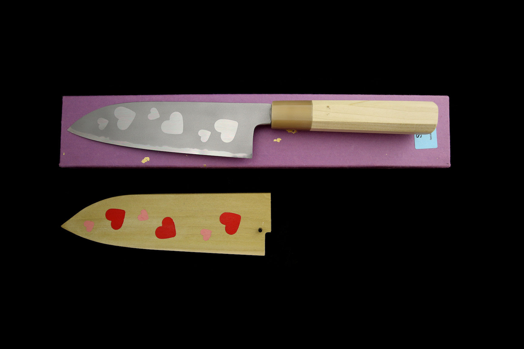 Gesshin Hide 180mm White #2 Hon-Kasumi Santoku (Heart)