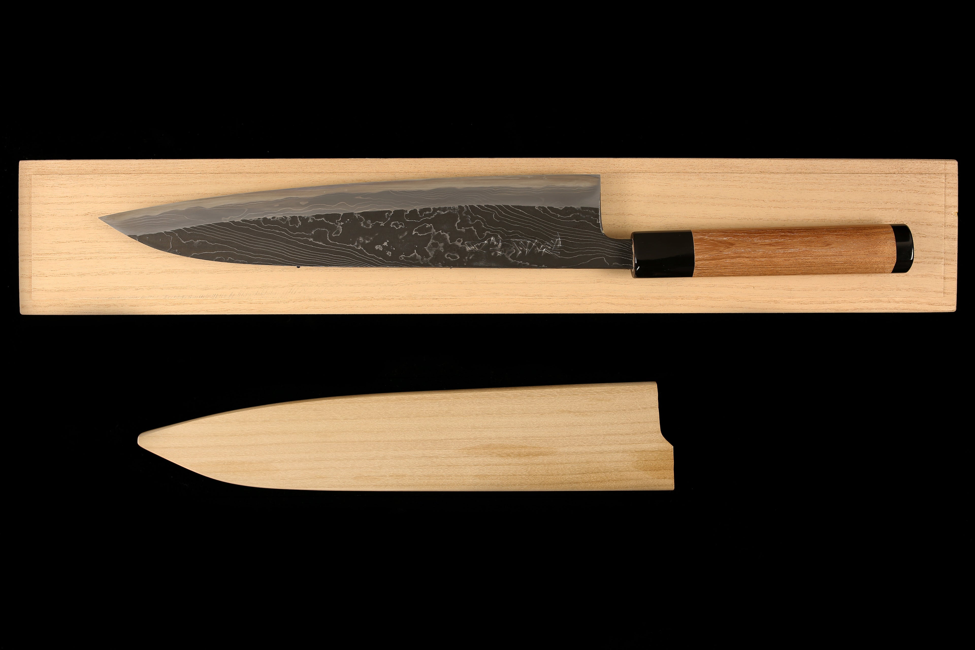 Tsukasa 270mm White Steel Unryu Kurouchi Damascus Wa-Gyuto