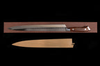 Gesshin Ittetsu 300mm White #2 Mizu-Honyaki Yanagiba with Desert Ironwood Western Handle