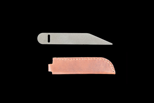 Chocolate Knife Black with Brown Leather Case