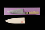 Gesshin Hide 150mm Blue #1 Hon-Kasumi Deba with Engraved Momiji (Japanese Maple)