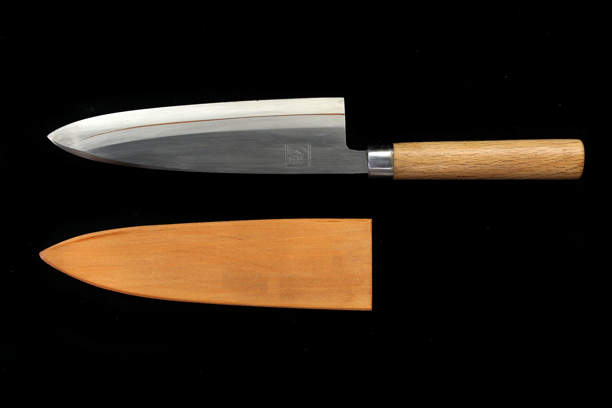 Jin 220mm High Speed Steel Deba with Saya D-22