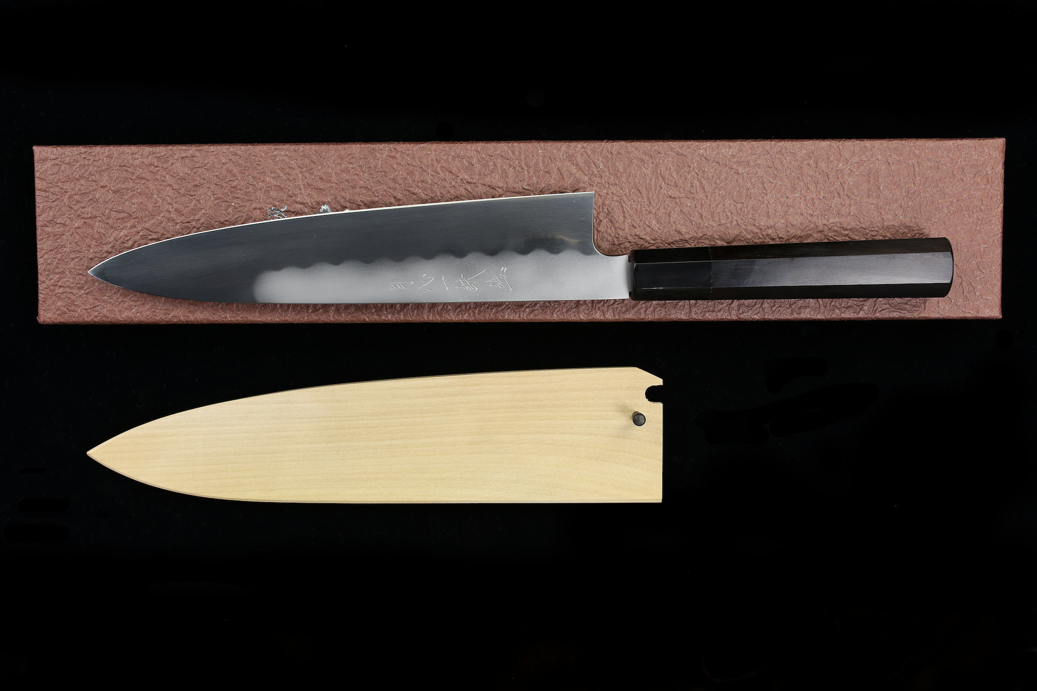 Gesshin Ittetsu 240mm White #2 Honyaki Wa-Gyuto with Ebony Handle
