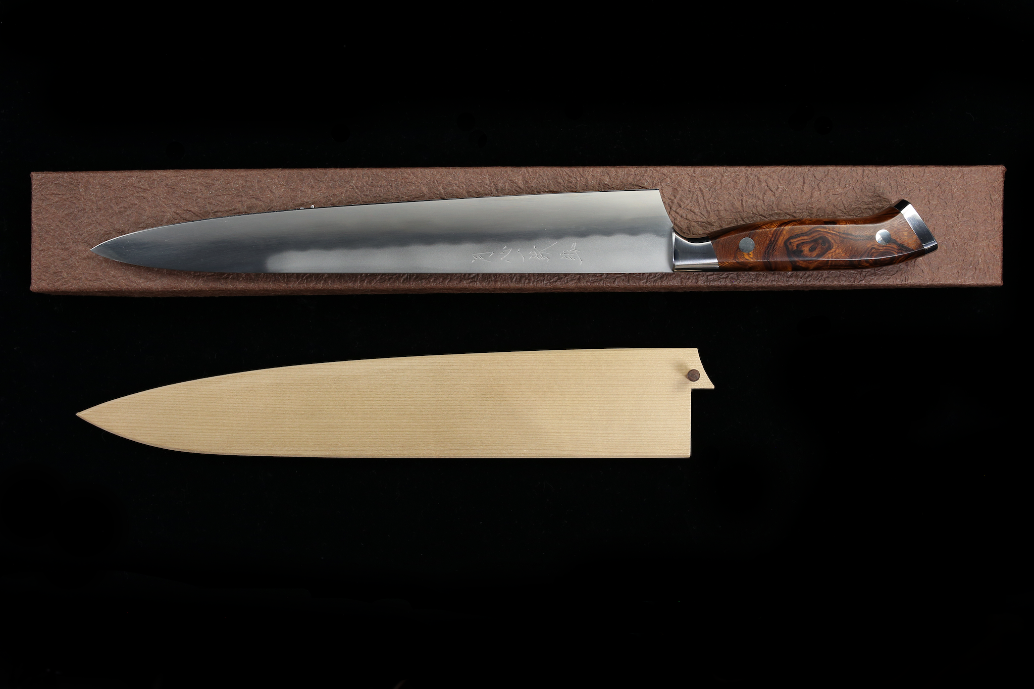 Gesshin Ittetsu 270mm White #2 Honyaki Sujihiki with Desert Ironwood Handle