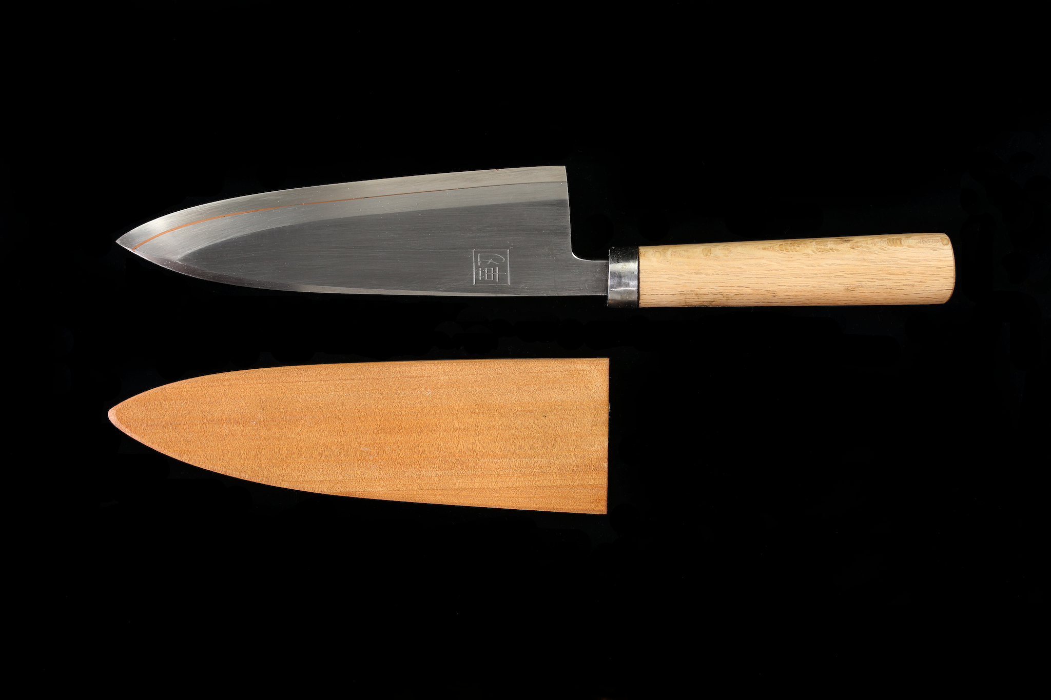 Jin 218mm High Speed Steel Deba with Saya D-16